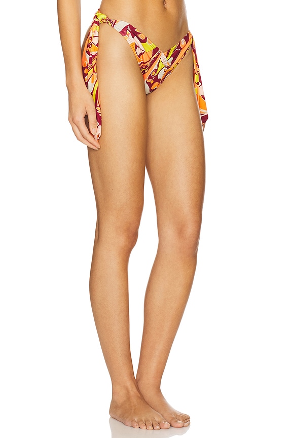 view 2 of 4 x free-est Printed Renee Tie Side Bikini Bottom in Orange Combo