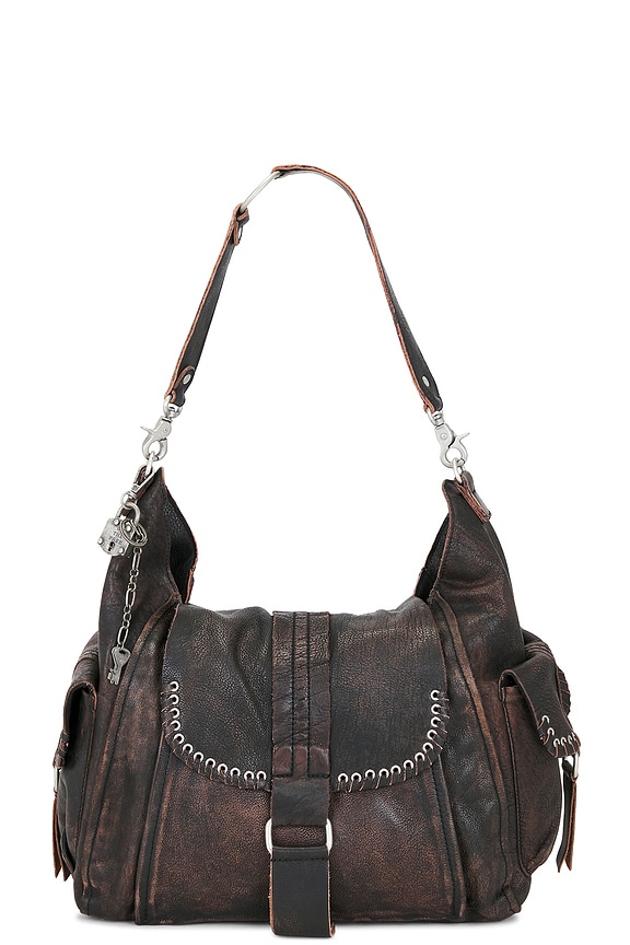 view 2 of 5 x We The Free Leigh Distressed Hobo Bag in Aged Graphite
