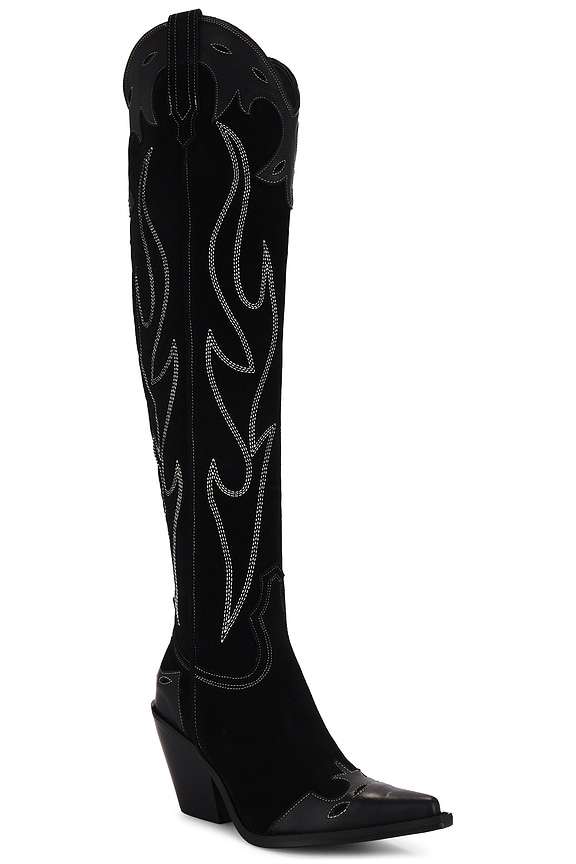 view 2 of 5 Wild West Thigh High in Black Suede