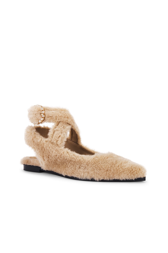 view 2 of 5 Faux Fur Parisa Point Flat In Almond Butter in Almond Butter