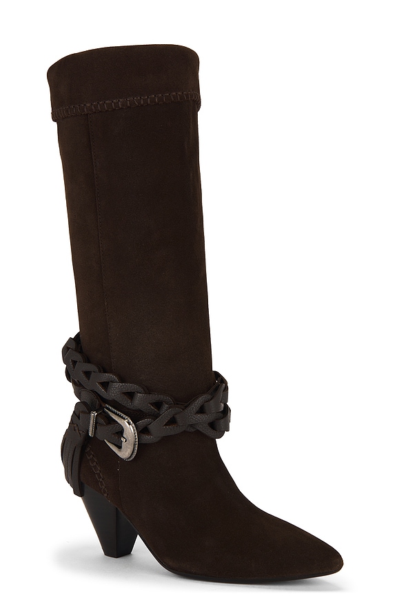 view 2 of 5 Bridget Belt Slouch Boot in Chocolate Suede