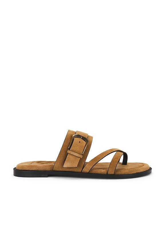view 1 of 5 Belted Cross Strap Sandal in Driftwood Tan
