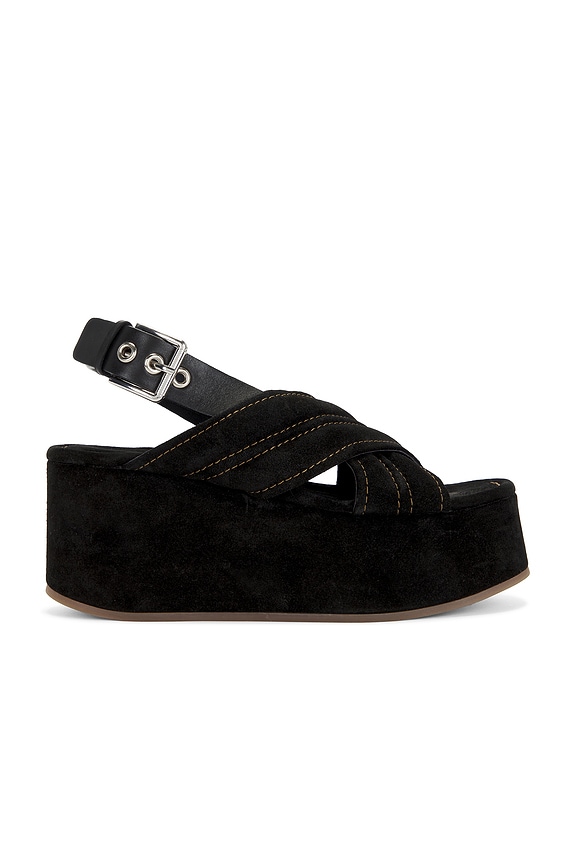 view 1 of 5 Beach Party Platform Sandal in Black Suede