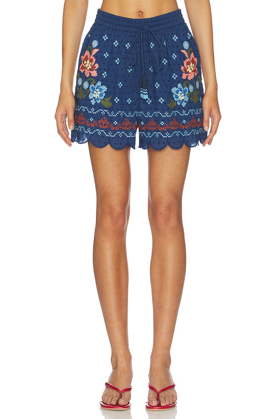view 1 of 6 SHORT in Stitched Garden Dark Blue