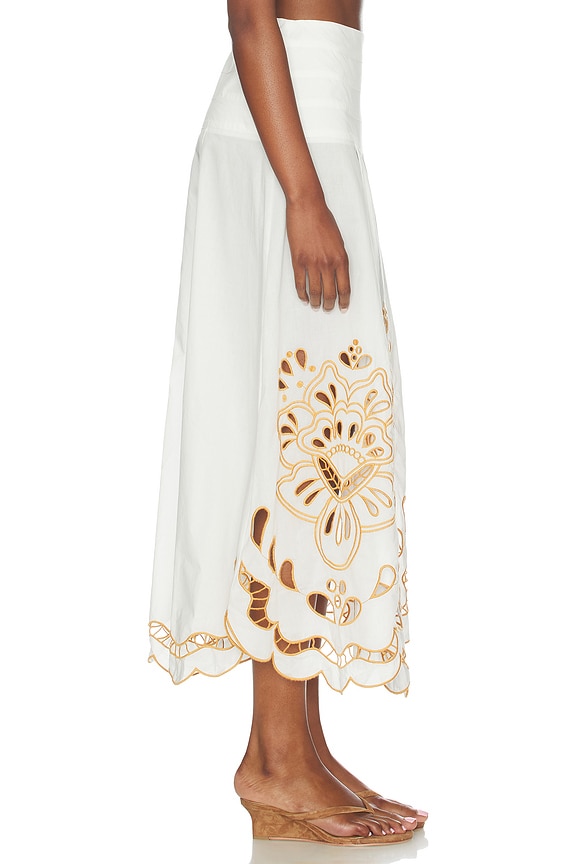 view 2 of 6 JUPE MIDI in Tropi Embroidery Off-white