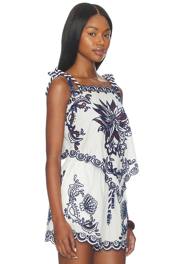 view 2 of 4 TOP CAMISOLA GARDEN TILES RICHILIEU in White