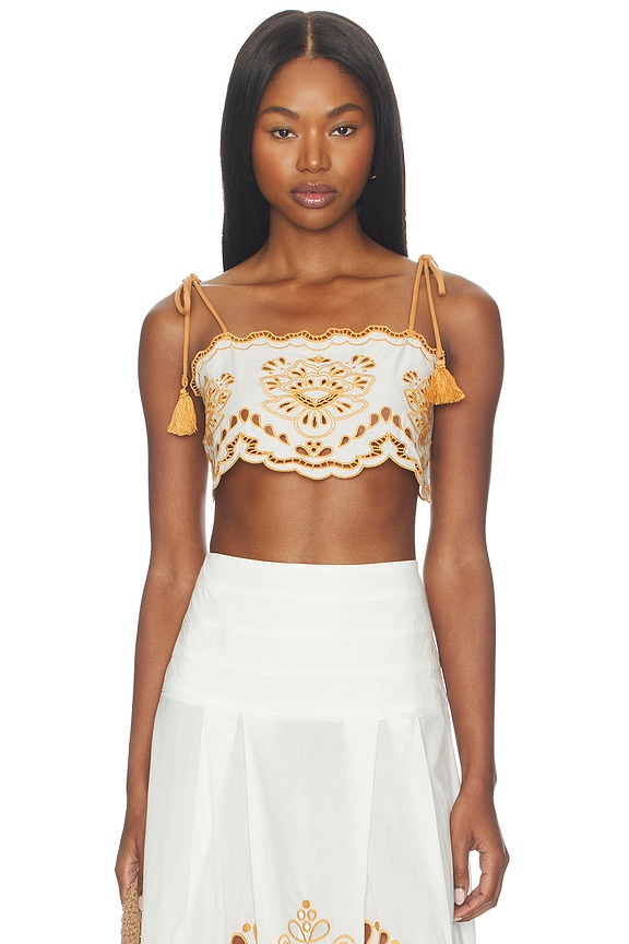 view 1 of 4 TOP BLUSA in Tropi Embroidery Off-white