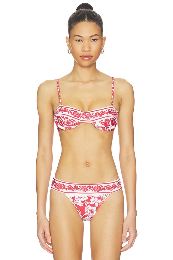 view 1 of 4 TOP BIKINI CASHEW AND BIRDS in Red