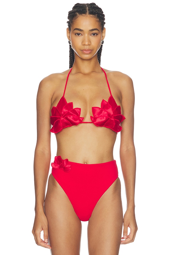 view 1 of 4 HAUT DE MAILLOT DE BAIN PLACED PRINT in Poppy Flowers