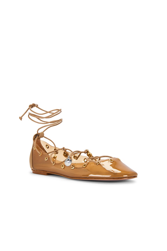 view 2 of 5 ZAPATO PLANO SEA LACE UP JELLY BALLERINA in Toffee