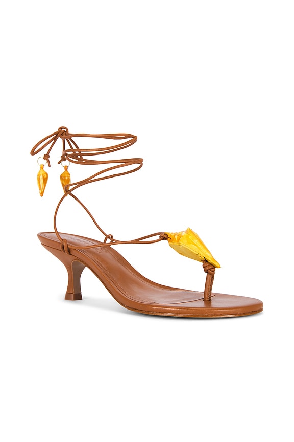 view 2 of 5 Shell Macrame Kitten Heel in Cuoio