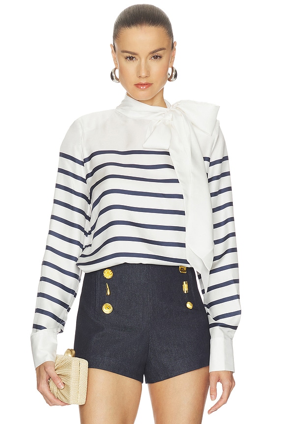 view 1 of 4 Johanna Blouse in Stripe Navy