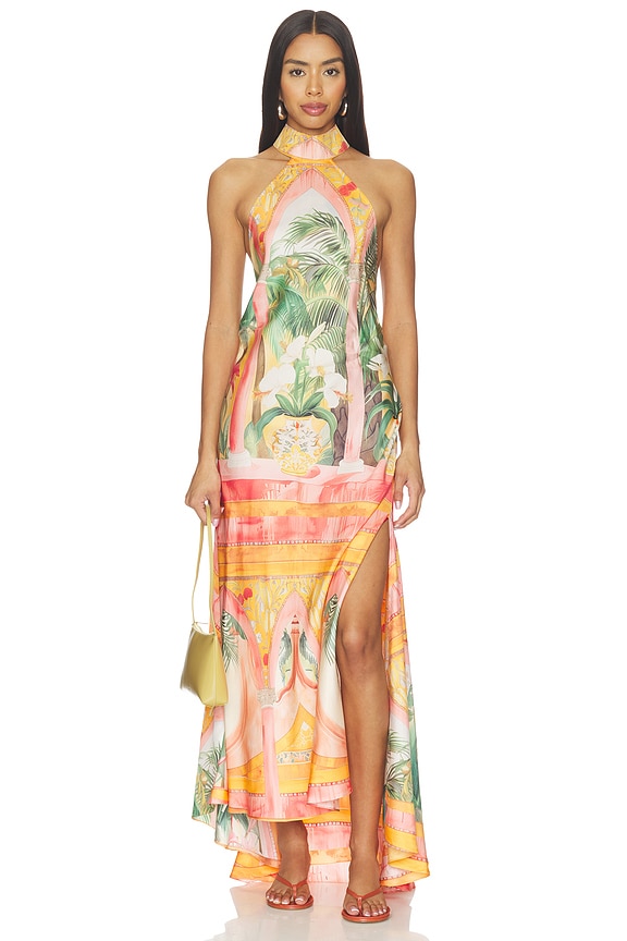 view 1 of 3 Sunset Haven Open Back Low Halter Dress in Sunset Haven