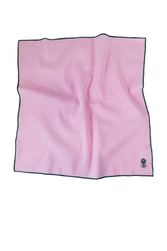 view 2 of 2 Icon Linen Napkin in Light Pink & Emerald