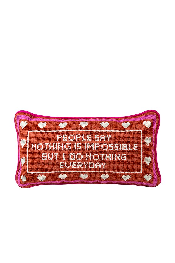 view 1 of 3 Nothing Is Impossible Needlepoint Pillow in 