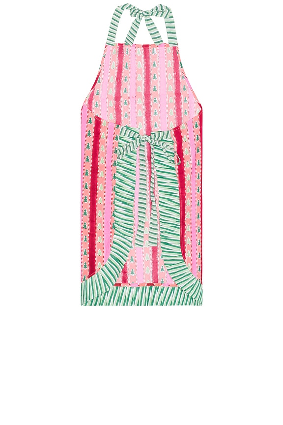 view 2 of 2 Snowwood Stripe Apron in Red & Light Pink & Green