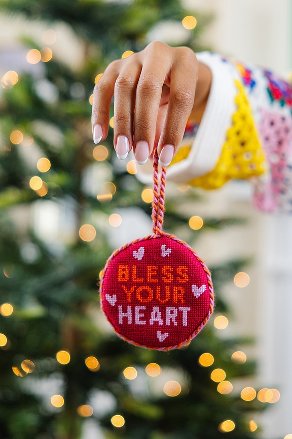 view 2 of 2 Needlepoint Ornament in Bless Your Heart