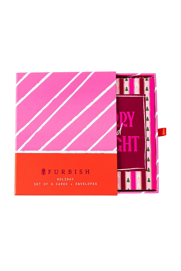 view 2 of 4 SET OF 8 SCALLOP STRIPE BOXED GREETING CARD スカラップストライプボックス入りグレイーティングカード8枚セット in Multicolor