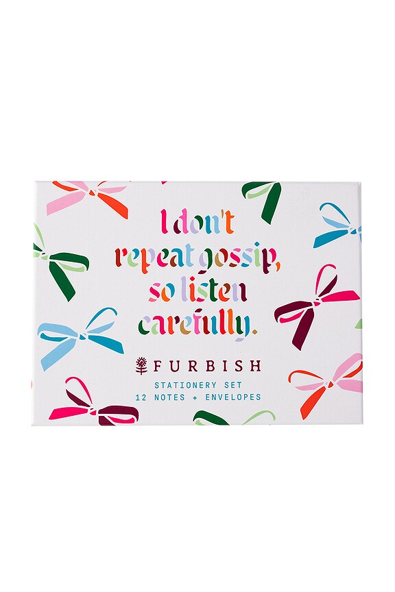 view 2 of 4 Gossip Stationery Set Of 12 in White & Multicolor