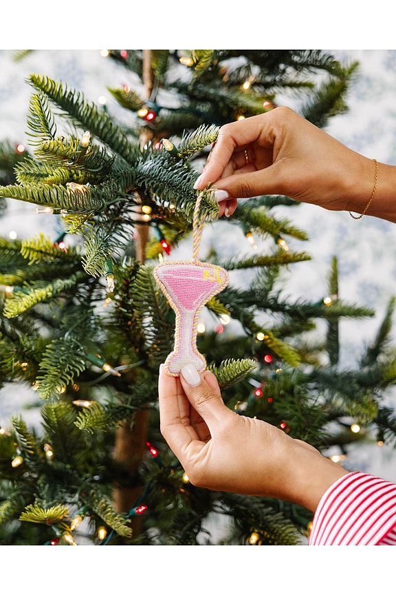 view 2 of 2 Cosmopolitan Needlepoint Icon Ornament in Pink