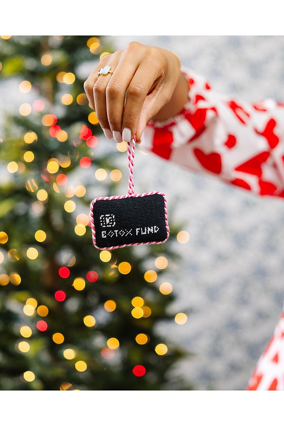 view 2 of 2 ORNAMENTO BLACK CARD NEEDLEPOINT ICON ORNAMENT in Black