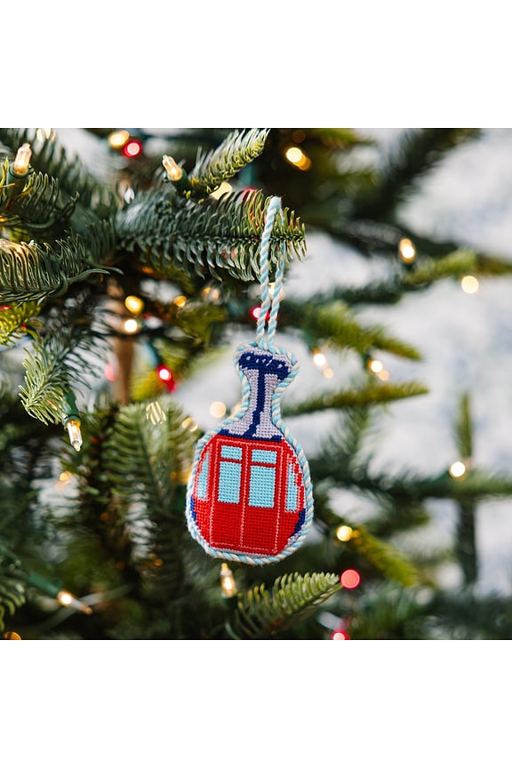 view 2 of 2 Ski Lift Needlepoint Ornament in 