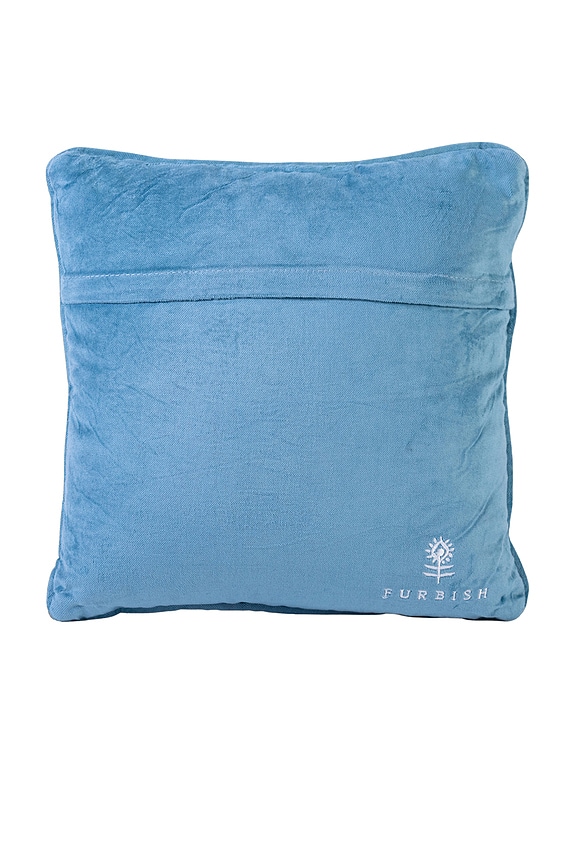 view 2 of 5 OY NEEDLEPOINT PILLOW 枕 in Navy Blue & Sky Blue & White