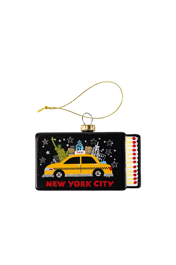 view 1 of 4 ADORNO DE CAJA DE CERILLAS MATCHBOOK ORNAMENT in Black & Yellow & Red