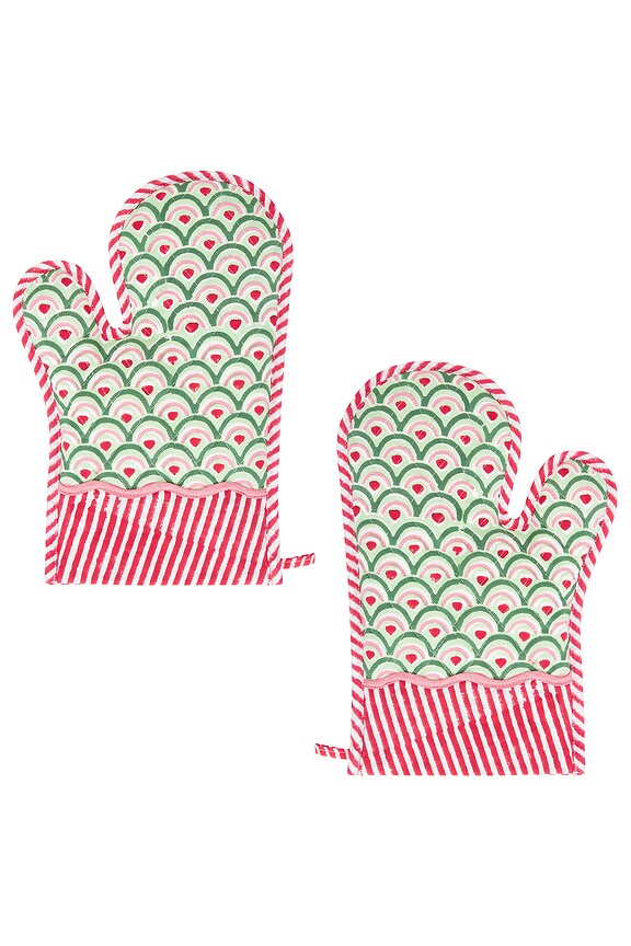 view 2 of 3 Frostine Oven Mitt in Green & Red
