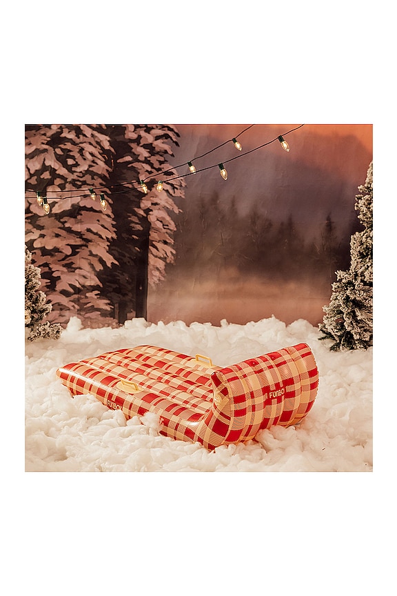 view 2 of 2 Retro Plaid Toboggan Winter Snow Sled in 