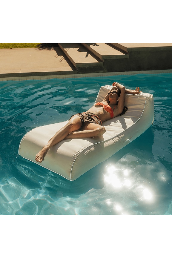 view 2 of 3 Cream Fabric Sunbed Lounger in 