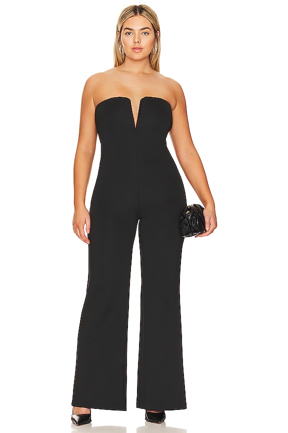 view 2 of 7 Strapless V Scuba Jumpsuit in Black001