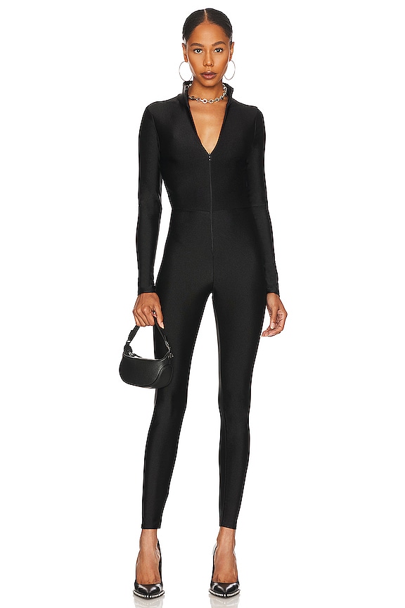 view 1 of 6 Long Sleeve Zip Up Catsuit in Black001