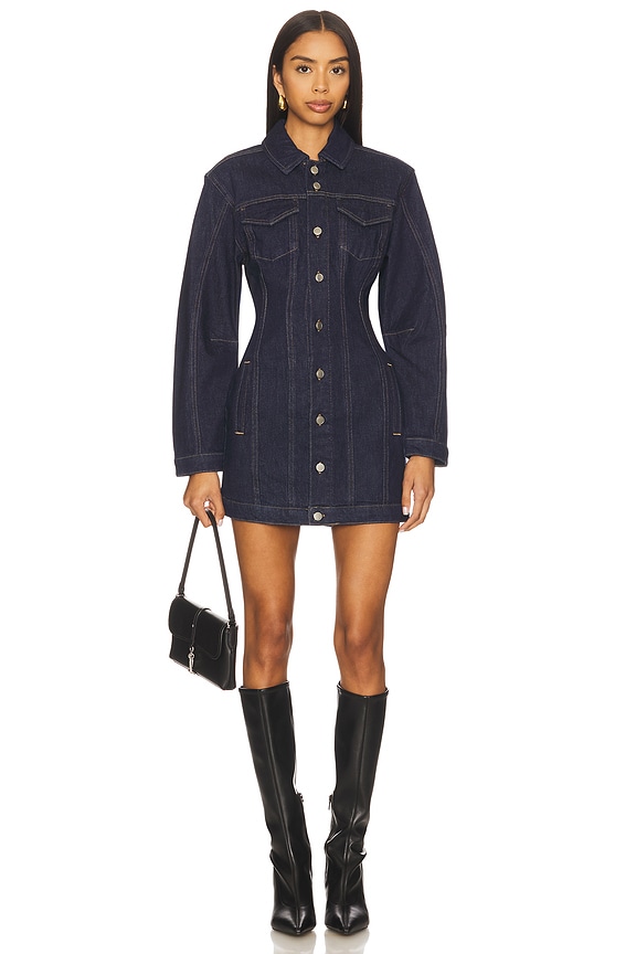 view 1 of 6 Barrel Long Sleeve Mini Dress in Indigo982