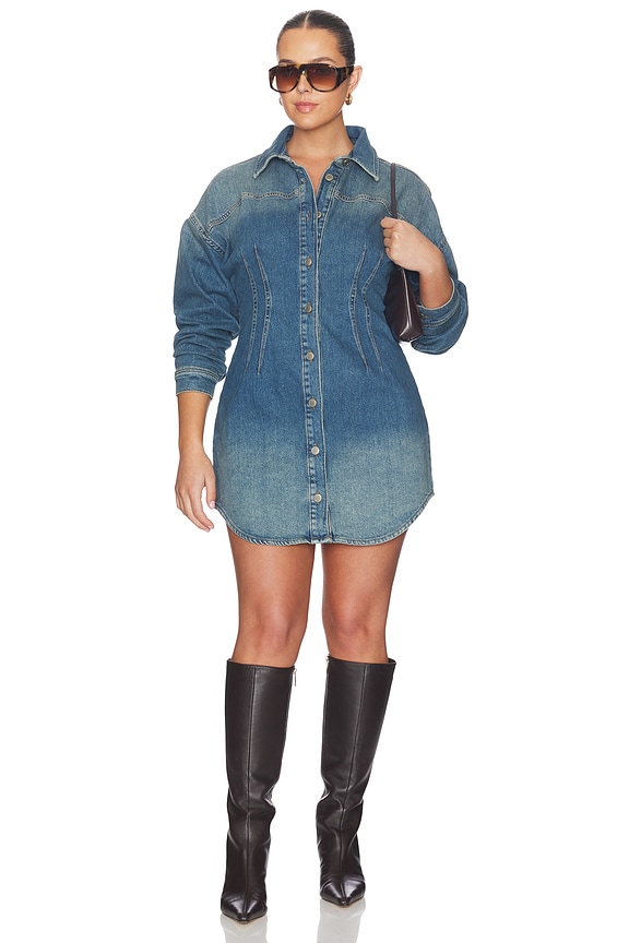 view 2 of 6 Shaped Denim Dress in Indigo1036