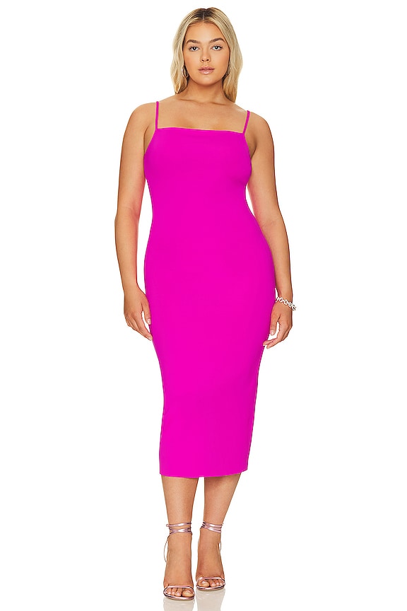 view 2 of 7 Scuba Midi Dress in Fuchsia Pink001
