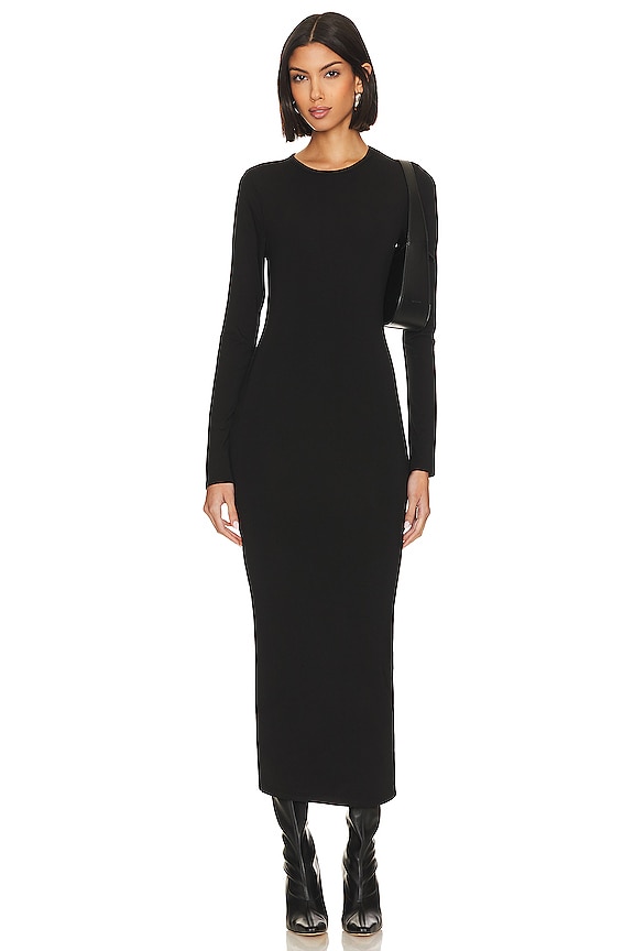 Good American Good Touch Long Sleeve Maxi Dress in Black001 | REVOLVE