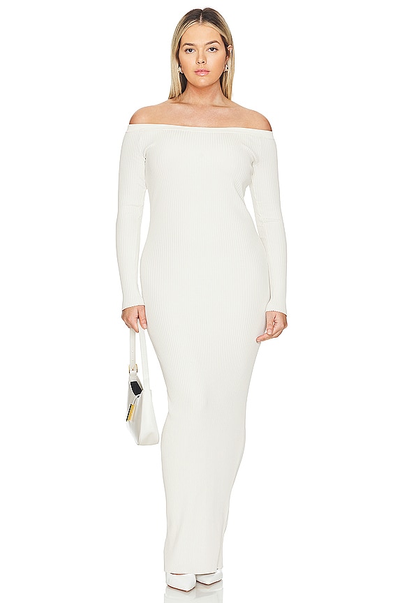 view 2 of 7 Shine Rib Off Shoulder Max in Cloud White001