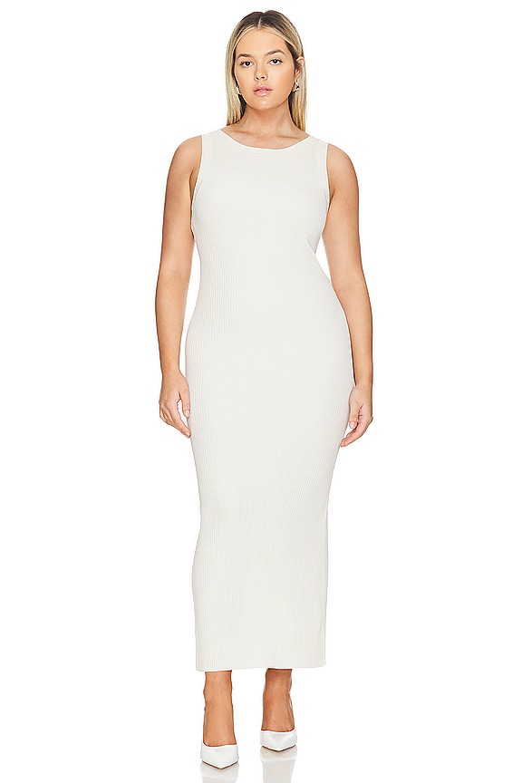view 2 of 7 VESTIDO MIDI CON ESPALDA DESCUBIERTA Y CANALÉ BRILLANTE in Cloud White001