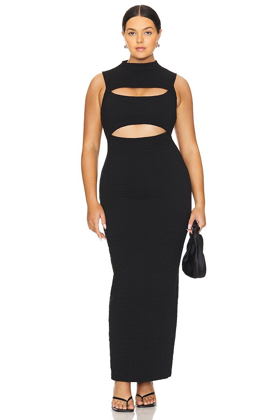 view 2 of 6 ROBE MAXI COL MONTANT WIDE SCRUNCHIE in Black001