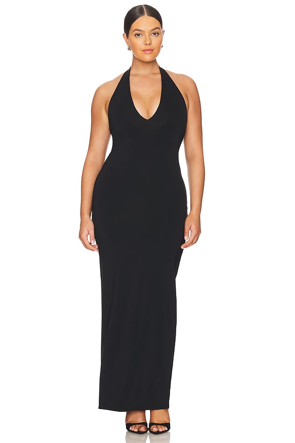 view 2 of 7 Scuba Halter Maxi Dress in Black001