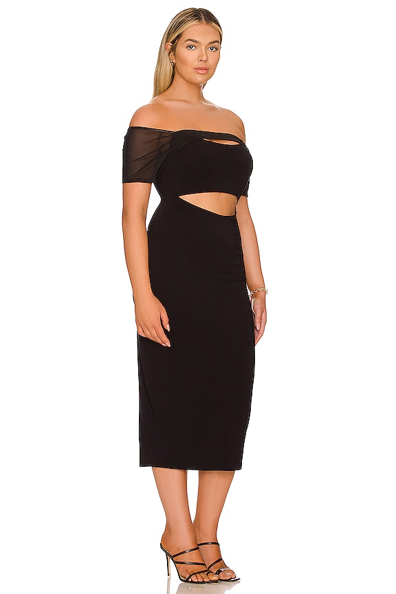 view 2 of 4 Off Shoulder Cut Out Midi Dress in Black001