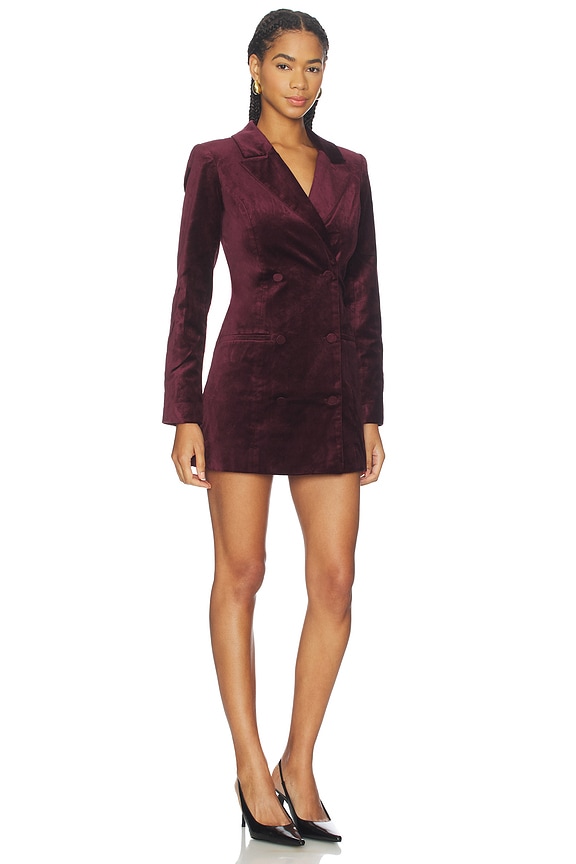 burgundy velvet blazer dress Good American Exec in Fig007 Make a statement in