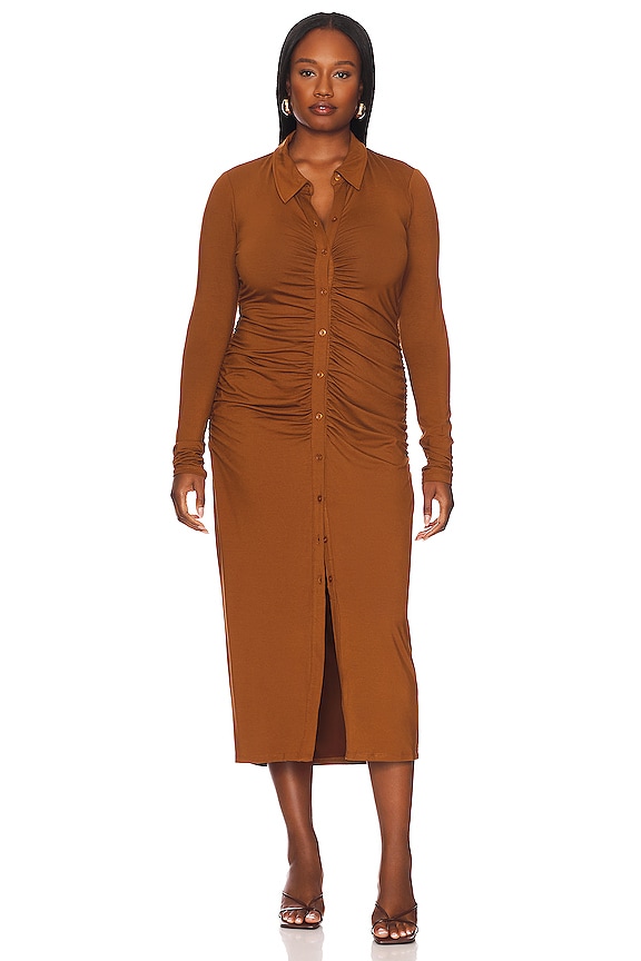 view 2 of 7 Good Touch Button Front Midi in Burnt Caramel002