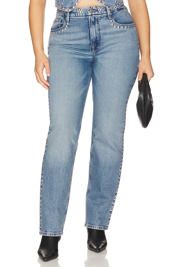 view 2 of 11 Good Icon Studded Straight Jeans in Indigo895