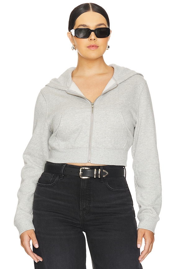view 2 of 8 Brushed Fleece Zip Up Hoodie in Heather Grey001