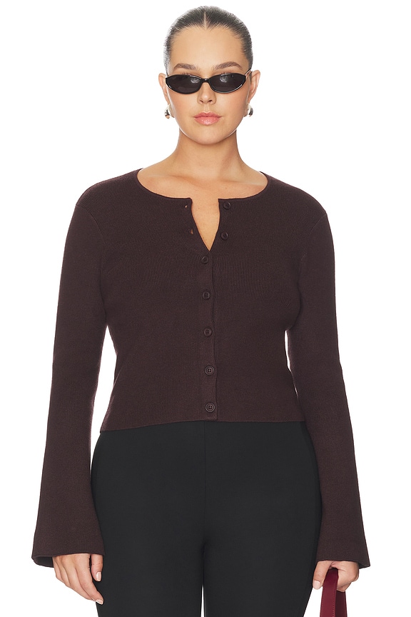 view 2 of 8 Bell Sleeve Knit Cardigan in Bark003