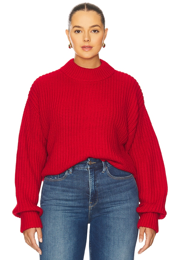 view 2 of 8 Chunky Knit Mock Neck Sweater in Chili001