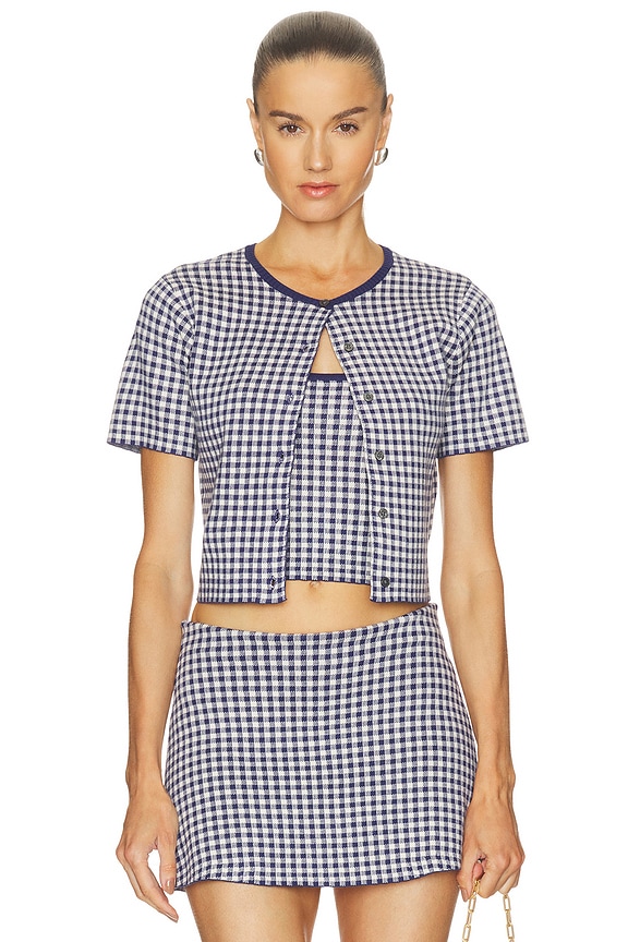 view 1 of 6 GILET in Navy Gingham