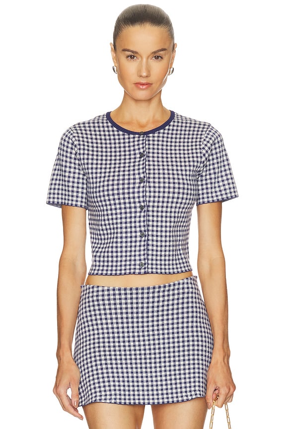view 2 of 6 GILET in Navy Gingham